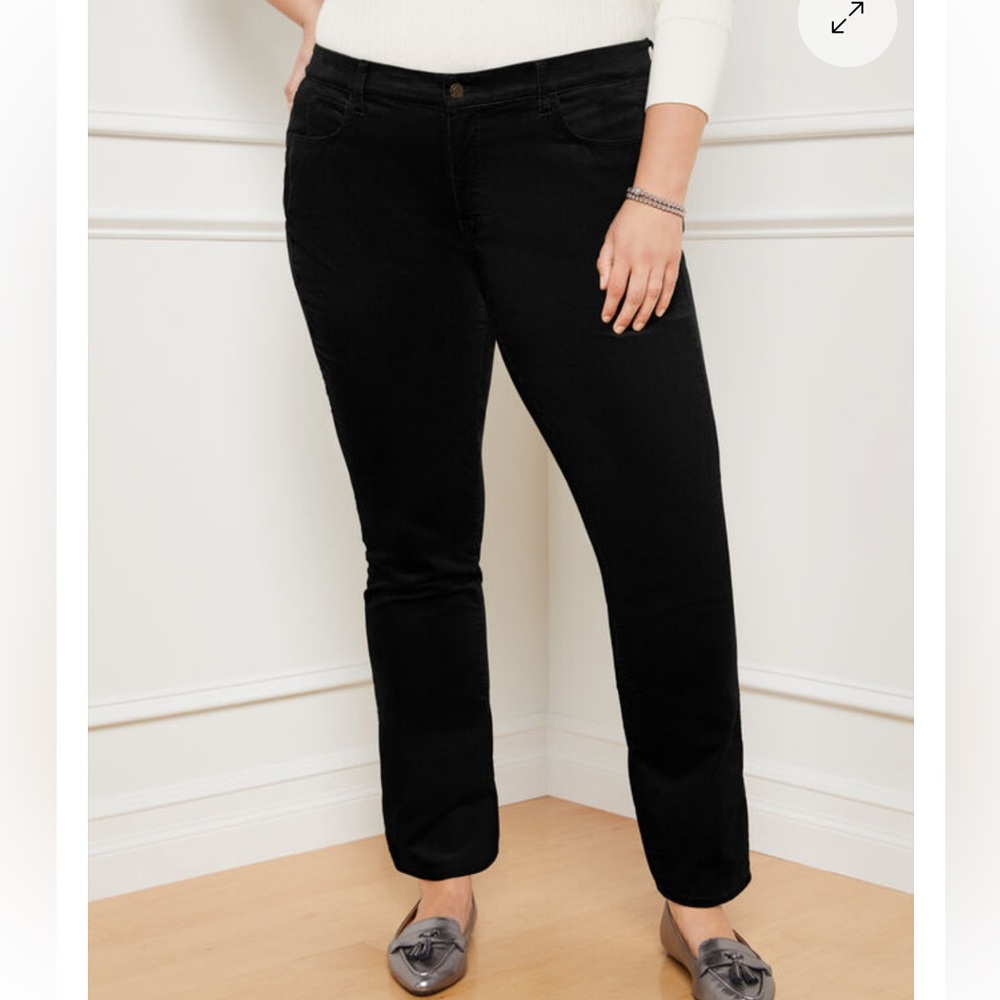 Talbots | NWT High waist straight leg pants velour black slimming size 1…